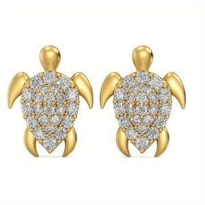 HP 🎉 NWOT Gold-Plated Turtle Crystal Stud Earrings For Women